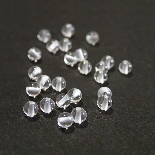 6704-天然石 3mm丸玉 ロッククリスタル水晶 25粒