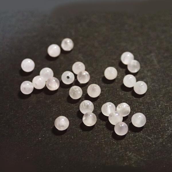 6713-天然石 3mm丸玉 ローズクォーツ 25粒