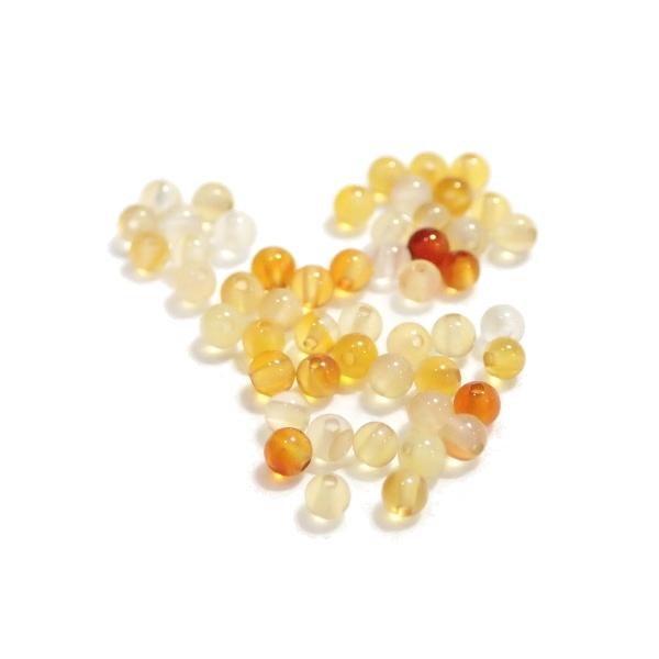 6754-天然石 2mm丸玉 カーネリアン 50粒