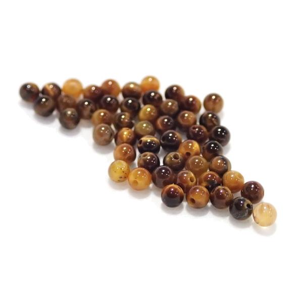 6761-天然石 2mm丸玉 タイガーアイ 50粒