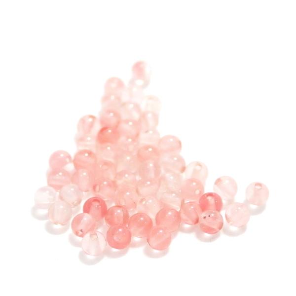6764-天然石 2mm丸玉 ストロベリークオーツ 50粒