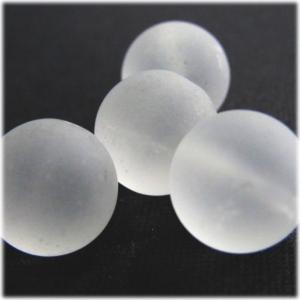 6894-天然石 12mm丸玉 ロッククリスタル擦りガラス加工 4個