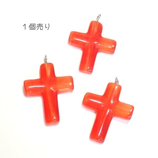 6911-〔キャッツアイ〕　クロス　ディープオレンジ　２２ｘ１８mm　１個