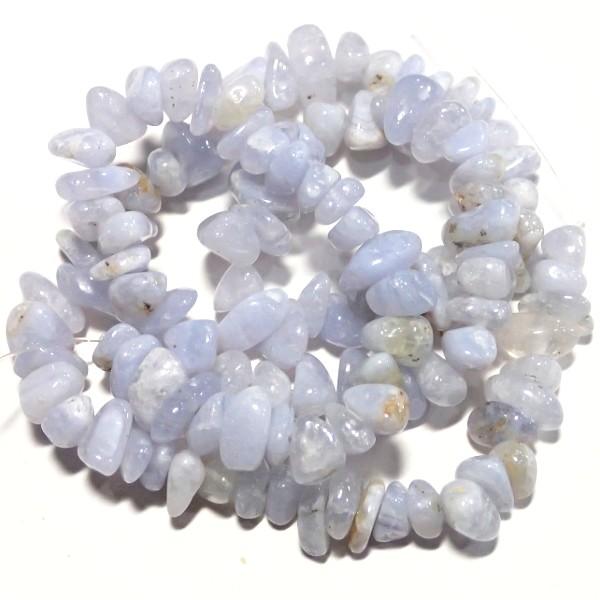 7091-《天然石　ころころ》　ブルーレースアゲート　約３９cm/１本
