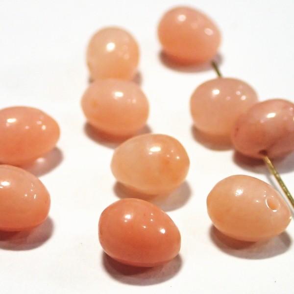 7456-《天然石たまごのたね》　ピーチクォーツ　７ｘ４mm　１０個/１パック