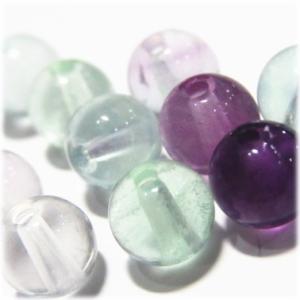 7506-天然石 6mm丸玉 フローライトマルチ 10粒