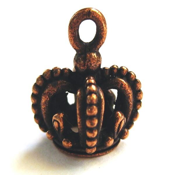 7612-【ＮＹピューター】　王冠　チャーム　銅古美　１１mm　５個/１セット