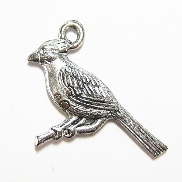 7669-【ＮＹピューター】　カーディナル　チャーム　銀古美　２５mm　５個/１セット