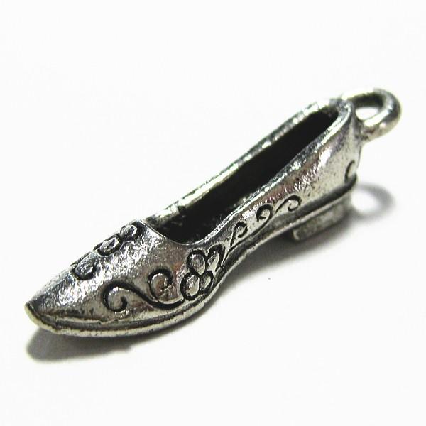 7678-【ＮＹピューター】　パンプス　チャーム　銀古美　２０mm　５個/１セット