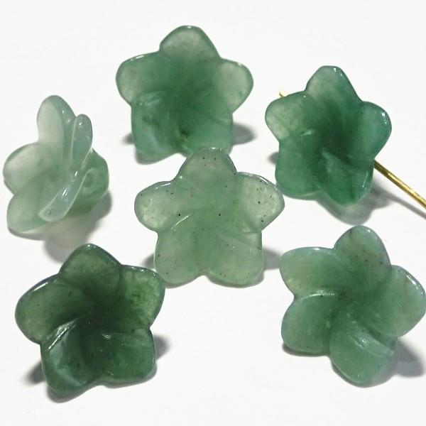 7733-《天然石　立体花》　グリーンアベンチュリン　１６mm　６個/１パック