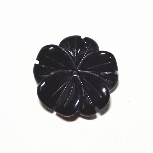7741-《天然石　フラワー》　オニキス　１８mm　１個