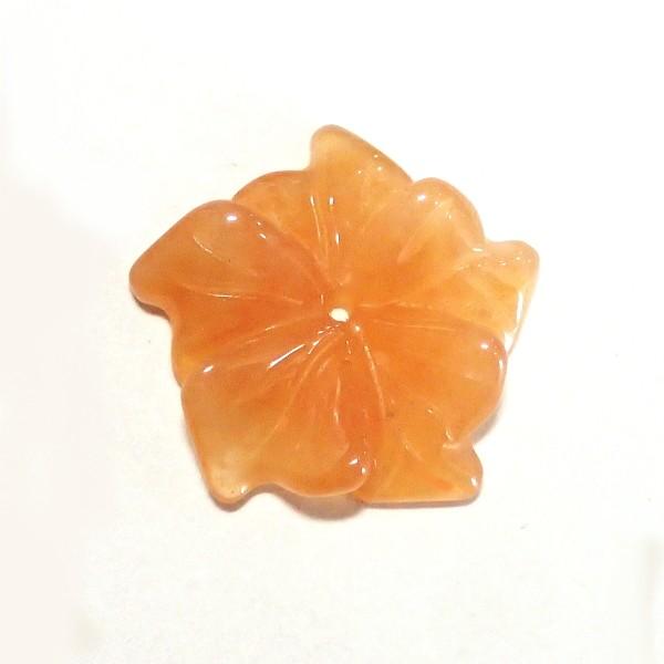 7775-《天然石　フラワー》　ピーチアベンチュリン　　１８mm　１個