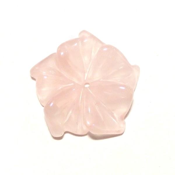 7776-《天然石　フラワー》　ローズクォーツ　１８mm　１個