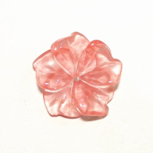 7777-《天然石　フラワー》　ストロベリークォーツ　１８mm　１個