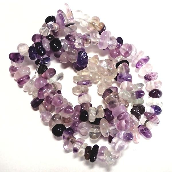 7787-《天然石　ちびころ》　フローライト・パープル　約３９cm/１本