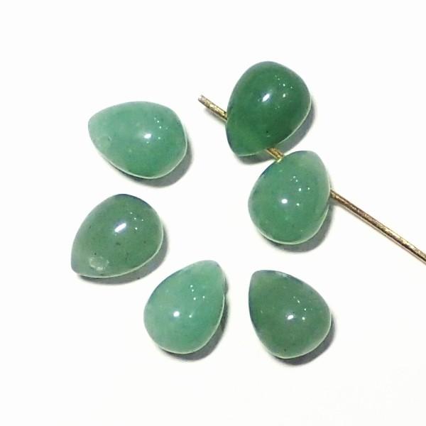 7794-《天然石太っちょドロップ》　グリーンアベンチュリン　８x１０mm　６個/１パック
