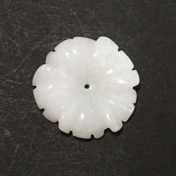 7875-《天然石　フラワー》　ホワイトジェイド　２０mm　１個