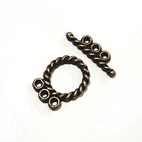 7985-《トグル》　アジアントグル　真鍮古美　バーの長さ１８mm　１０ペア/１セット