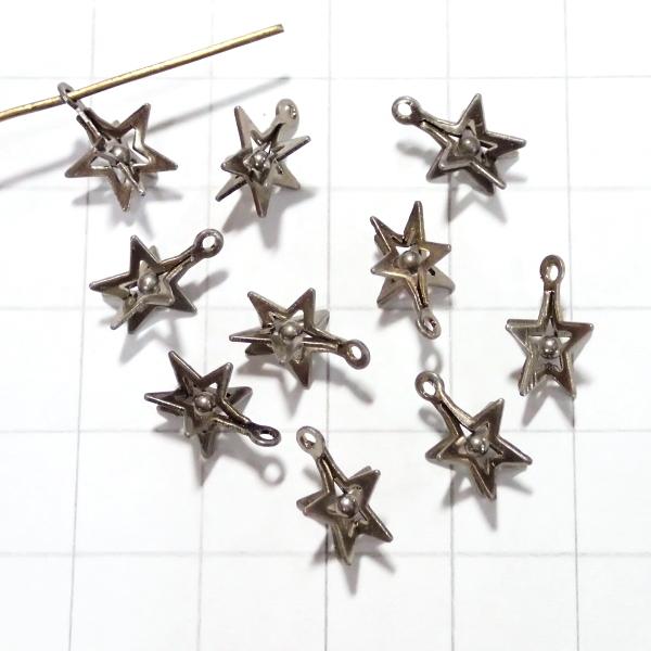 8363-《メタルチャーム・パーツ》　星　黒銀色　１１．５×９mm　１０個/１セット