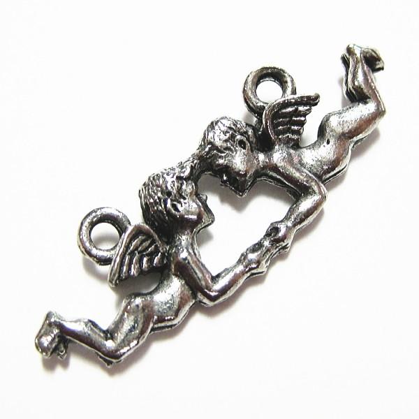 8425-【ＮＹピューター】　エンジェル　コネクター　銀古美　３２mm　５個/１セット