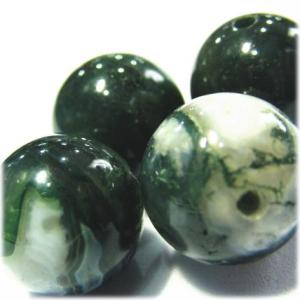 8478-天然石 12mm丸玉 モスアゲート 4粒