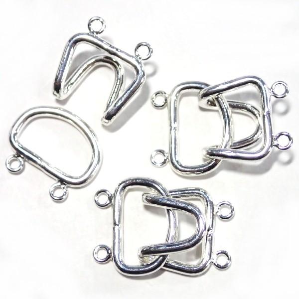 8532-《トグル》　フックタイプ　シルバー２連用　左パーツ１７x１５mm　３ペア/１セット