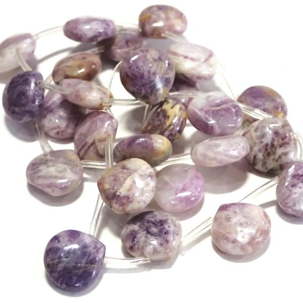 8688-《天然石５００円均一》　ホワイトフローライト　マロン　１３x１２．５mm平均　約２５個/１...