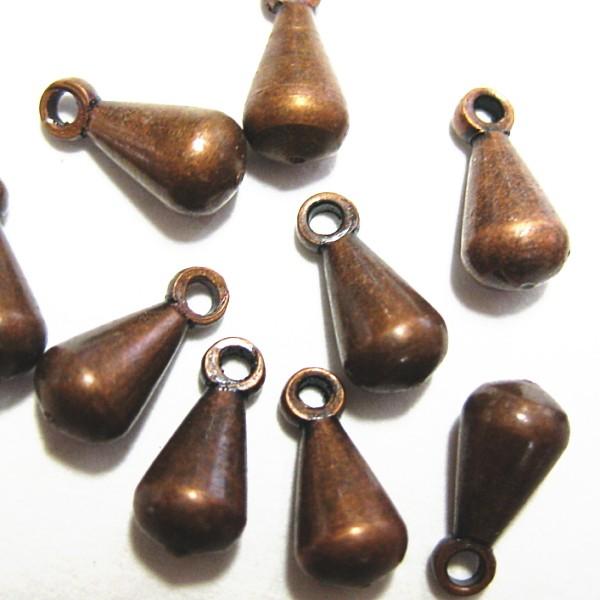 8820-《メタルチャーム・パーツ》　ミニドロップ　銅古美　８x４mm　１０個/１セット