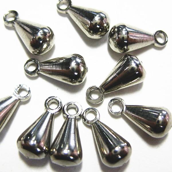 8823-《メタルチャーム・パーツ》　ミニドロップ　銀色　８x４mm　１０個/１セット