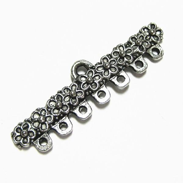 8861-【ＮＹピューター】　デイジー７連　パーツ　銀古美　３７mm　５個/１セット