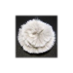 8917-『ファー』　ラビットファーフラワー　グレー　Wカン付き　標準７０mm　１個