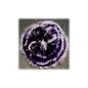 8928-『ファー』　ラビットファーフラワー　パープル　Wカン付き　標準７０mm　１個