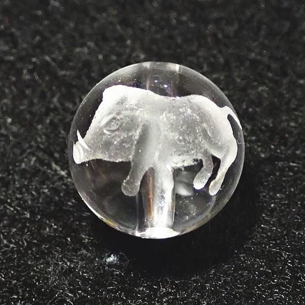 9022-《天然石水晶彫　干支》　イノシシ　亥　１２mm　１個