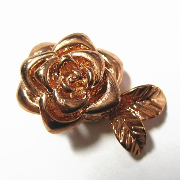 9025-《クラスプ》　マグネット　薔薇　ピンクゴールド　２０x１５mm　１個