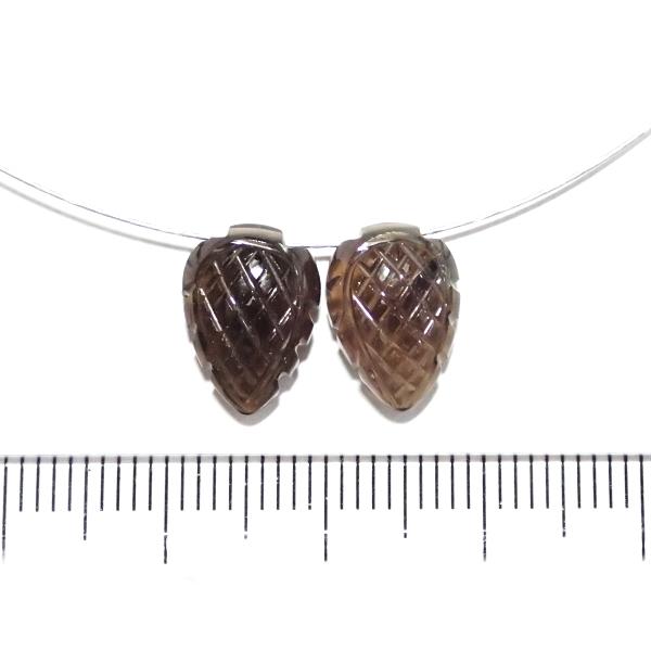 9112-《天然石トップホール》　スモーキークォーツ（特殊カービング）12.0ｘ8.7◆12.0ｘ8...