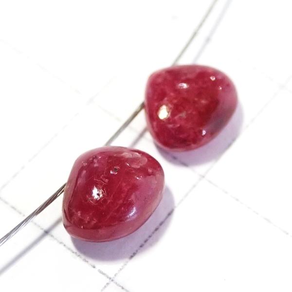 9154-《天然石Special》　ルビー　マロンドロップ　計０．８ｇ　２個/１パック