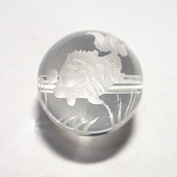 9365-《天然石　水晶　彫》　金魚　１２mm　１個