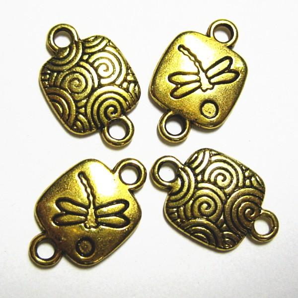 9429-《メタルチャーム・パーツ》　トンボコネクター　金古美　１８x１２mm　１０個/１セット