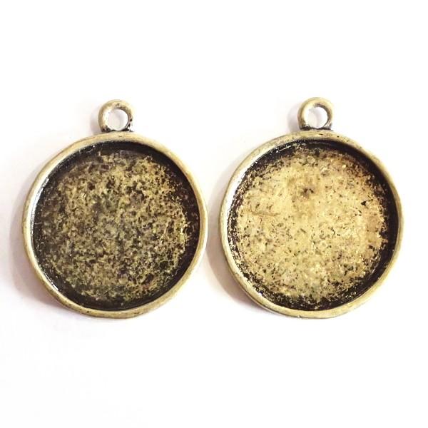 9535-［セッティング］　ミール皿　ラウンド　真鍮古美　２０mm（内径）　２個/１パック