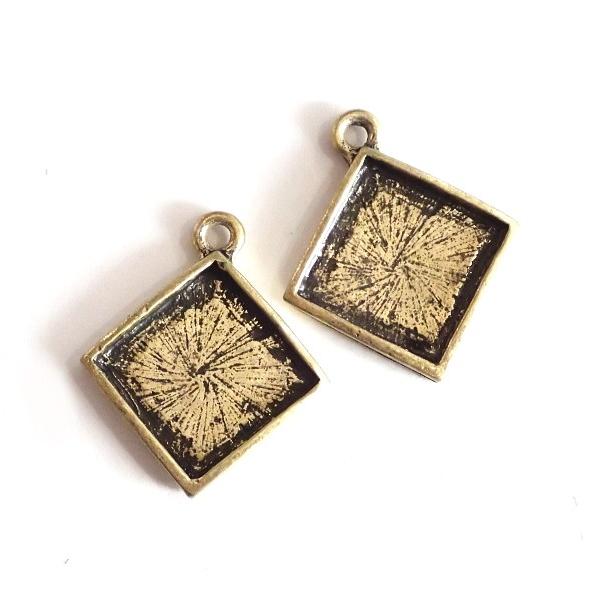 9537-［セッティング］　ミール皿　菱形　真鍮古美　１４．５mm（内径）　２個/１パック