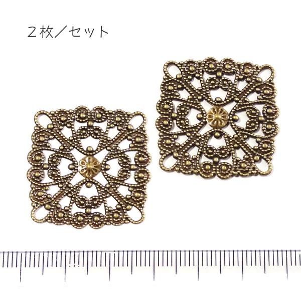 9548-〈Filigree〉　フィリグリーパーツ　真鍮古美　２８mm　２個/１パック