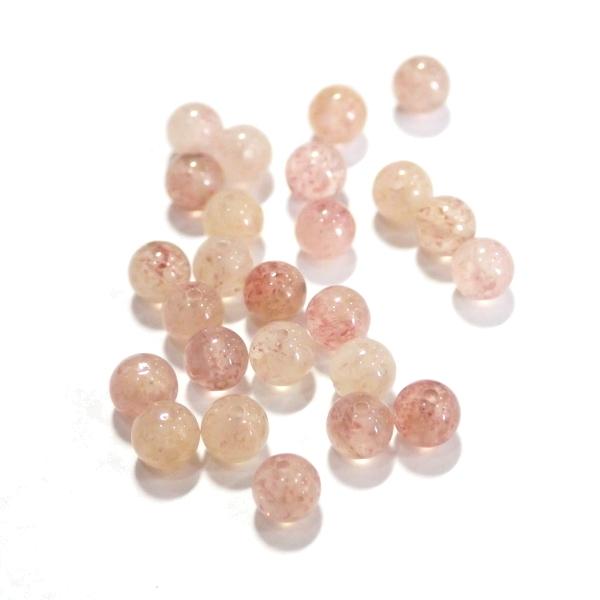 9640-天然石 4mm丸玉 草苺石 25粒