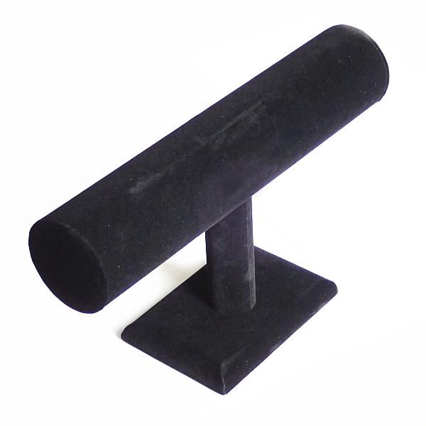 9668-《ディスプレイ》ブレスレットハンガー　ベロア調　ブラック　２４ｘ１４．５ｃｍ　１個