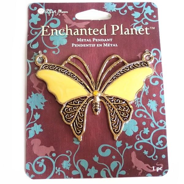 9866-《Blue Moon Beads》　蝶ちょ　ペンダント　２カン有　６１x４６mm　１個