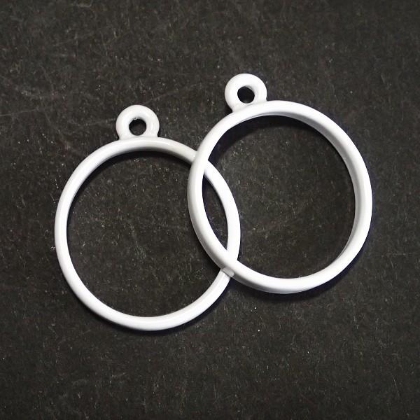 9896-［セッティング］　空枠　ラウンド　底なし　ホワイト　２０mm（内径）　２個/１パック