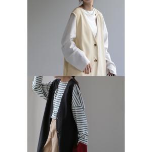 ベスト レディース ジレ トップス ロングベス...の詳細画像3