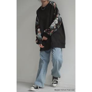 トップス スウェット 花柄 プリント レディー...の詳細画像2