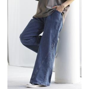 デニム 激のび ワイド パンツ レディース デ...の詳細画像4