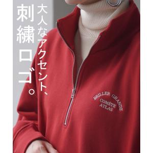 スウェット ハーフジップ ロゴ レディース ト...の詳細画像2
