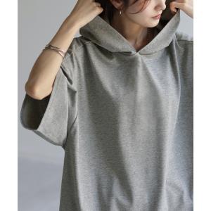 Tシャツ フード 体型カバー パーカー トップ...の詳細画像2